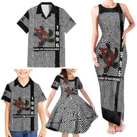 Indigenous Regions of Panama Guna de Madungandí Family Matching Tank Maxi Dress and Hawaiian Shirt with Colorful Turtle and Black White Geometric Pattern - Wonder Print Shop