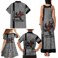 Indigenous Regions of Panama Guna de Madungandí Family Matching Tank Maxi Dress and Hawaiian Shirt with Colorful Turtle and Black White Geometric Pattern - Wonder Print Shop