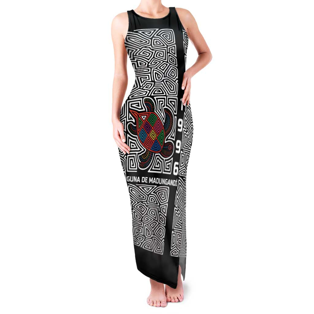 Indigenous Regions of Panama Guna de Madungandí Family Matching Tank Maxi Dress and Hawaiian Shirt with Colorful Turtle and Black White Geometric Pattern - Wonder Print Shop