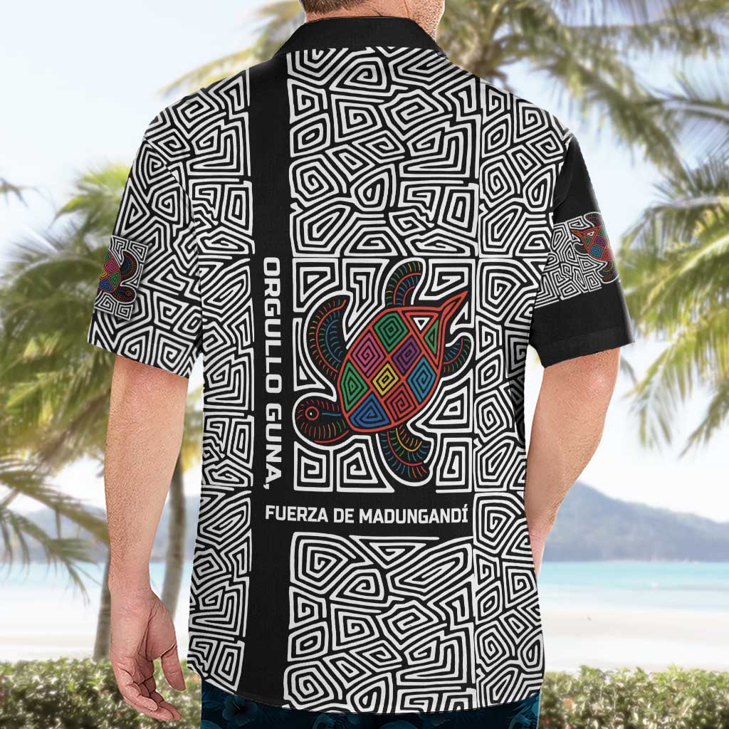 Indigenous Regions of Panama Guna de Madungandí Hawaiian Shirt with Colorful Turtle and Black White Geometric Pattern - Wonder Print Shop