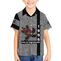 Indigenous Regions of Panama Guna de Madungandí Kid Hawaiian Shirt with Colorful Turtle and Black White Geometric Pattern - Wonder Print Shop