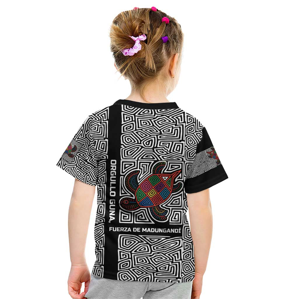 Indigenous Regions of Panama Guna de Madungandí Kid T Shirt with Colorful Turtle and Black White Geometric Pattern - Wonder Print Shop