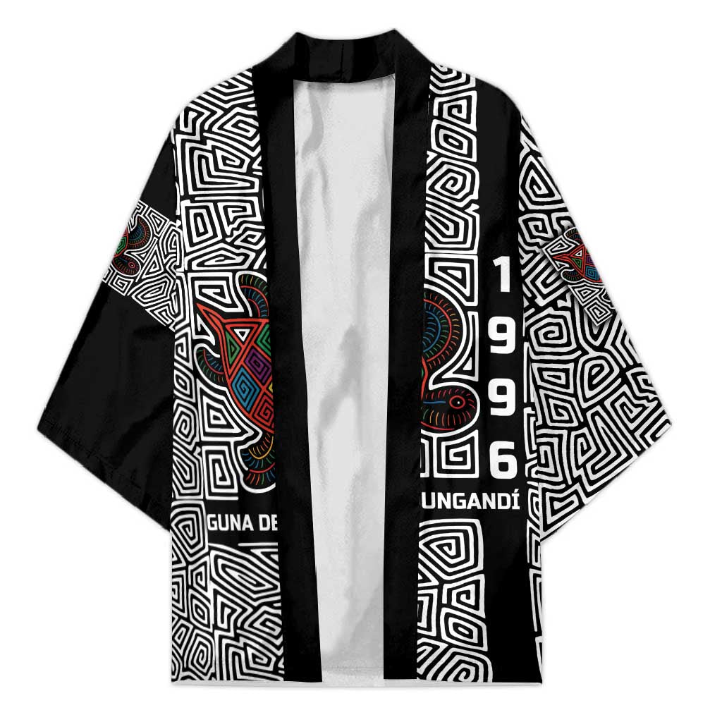 Indigenous Regions of Panama Guna de Madungandí Kimono with Colorful Turtle and Black White Geometric Pattern - Wonder Print Shop
