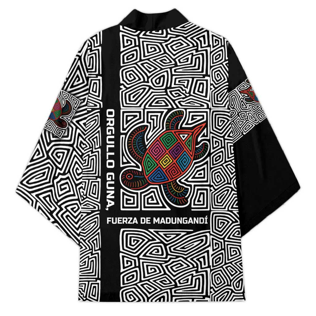 Indigenous Regions of Panama Guna de Madungandí Kimono with Colorful Turtle and Black White Geometric Pattern - Wonder Print Shop