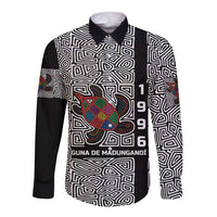 Indigenous Regions of Panama Guna de Madungandí Long Sleeve Button Shirt with Colorful Turtle and Black White Geometric Pattern - Wonder Print Shop