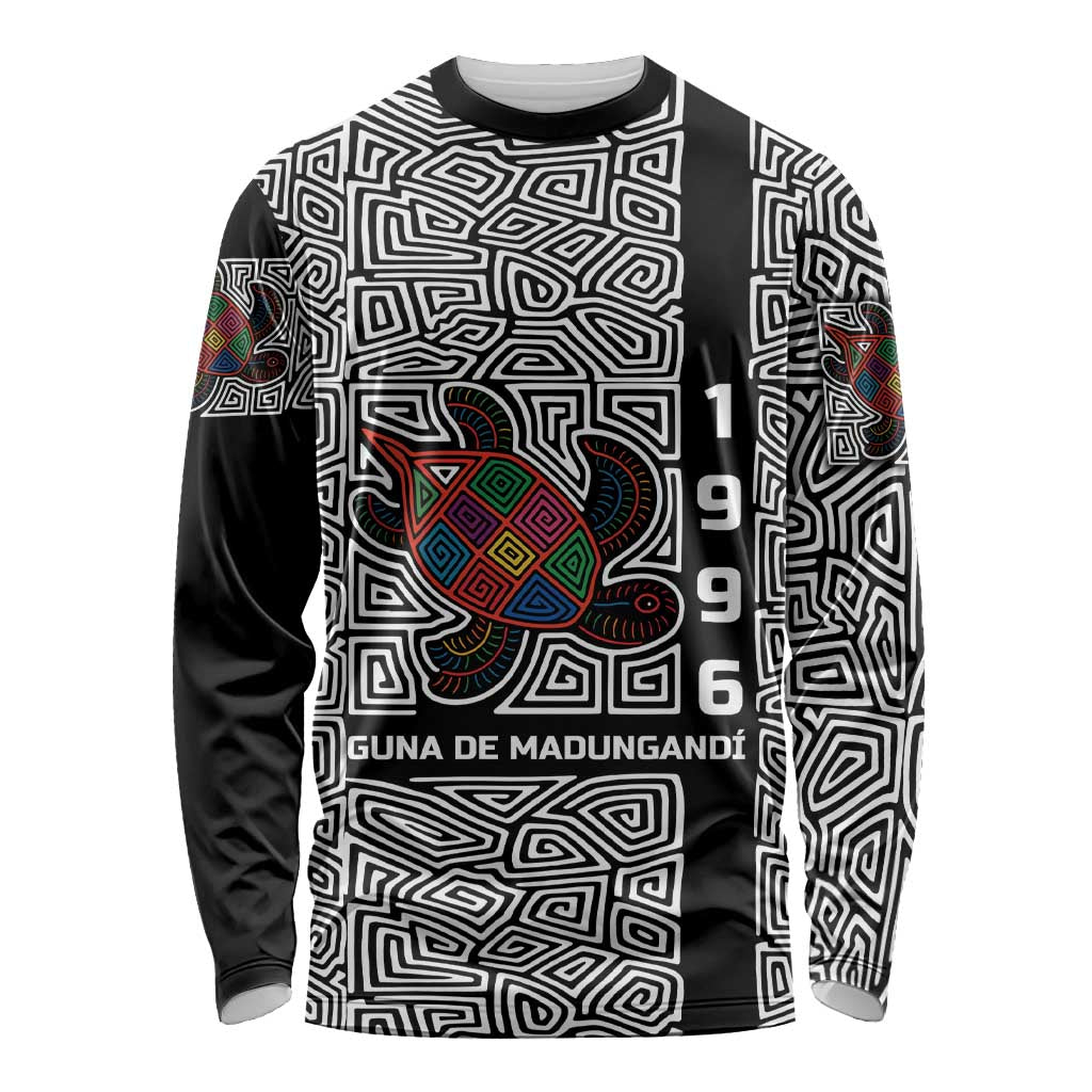 Indigenous Regions of Panama Guna de Madungandí Long Sleeve Shirt with Colorful Turtle and Black White Geometric Pattern - Wonder Print Shop