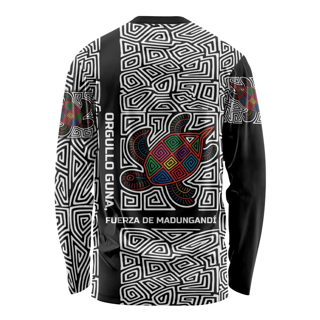 Indigenous Regions of Panama Guna de Madungandí Long Sleeve Shirt with Colorful Turtle and Black White Geometric Pattern - Wonder Print Shop
