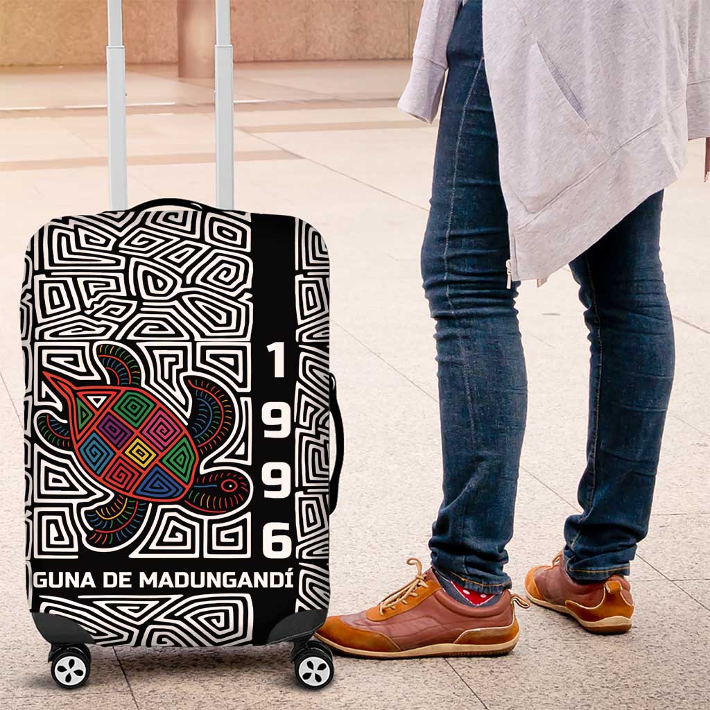 Indigenous Regions of Panama Guna de Madungandí Luggage Cover with Colorful Turtle and Black White Geometric Pattern - Wonder Print Shop