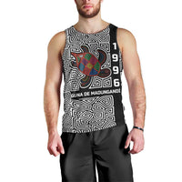 Indigenous Regions of Panama Guna de Madungandí Men Tank Top with Colorful Turtle and Black White Geometric Pattern - Wonder Print Shop