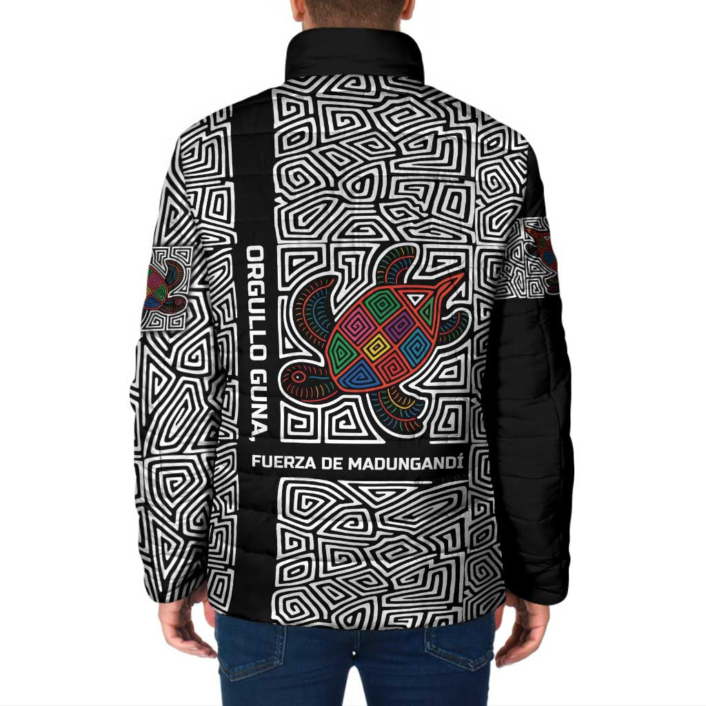 Indigenous Regions of Panama Guna de Madungandí Padded Jacket with Colorful Turtle and Black White Geometric Pattern - Wonder Print Shop