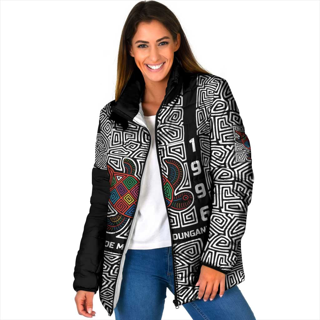 Indigenous Regions of Panama Guna de Madungandí Padded Jacket with Colorful Turtle and Black White Geometric Pattern - Wonder Print Shop