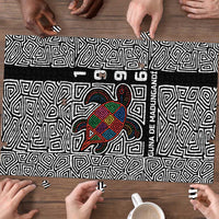 Indigenous Regions of Panama Guna de Madungandí Puzzle with Colorful Turtle and Black White Geometric Pattern - Wonder Print Shop