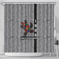 Indigenous Regions of Panama Guna de Madungandí Shower Curtain with Colorful Turtle and Black White Geometric Pattern - Wonder Print Shop