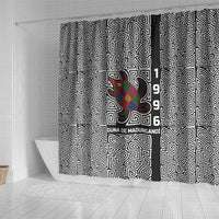 Indigenous Regions of Panama Guna de Madungandí Shower Curtain with Colorful Turtle and Black White Geometric Pattern - Wonder Print Shop