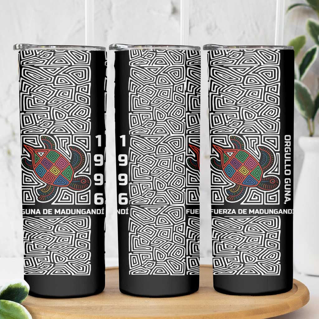 Indigenous Regions of Panama Guna de Madungandí Skinny Tumbler with Colorful Turtle and Black White Geometric Pattern - Wonder Print Shop