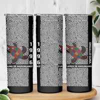 Indigenous Regions of Panama Guna de Madungandí Skinny Tumbler with Colorful Turtle and Black White Geometric Pattern - Wonder Print Shop