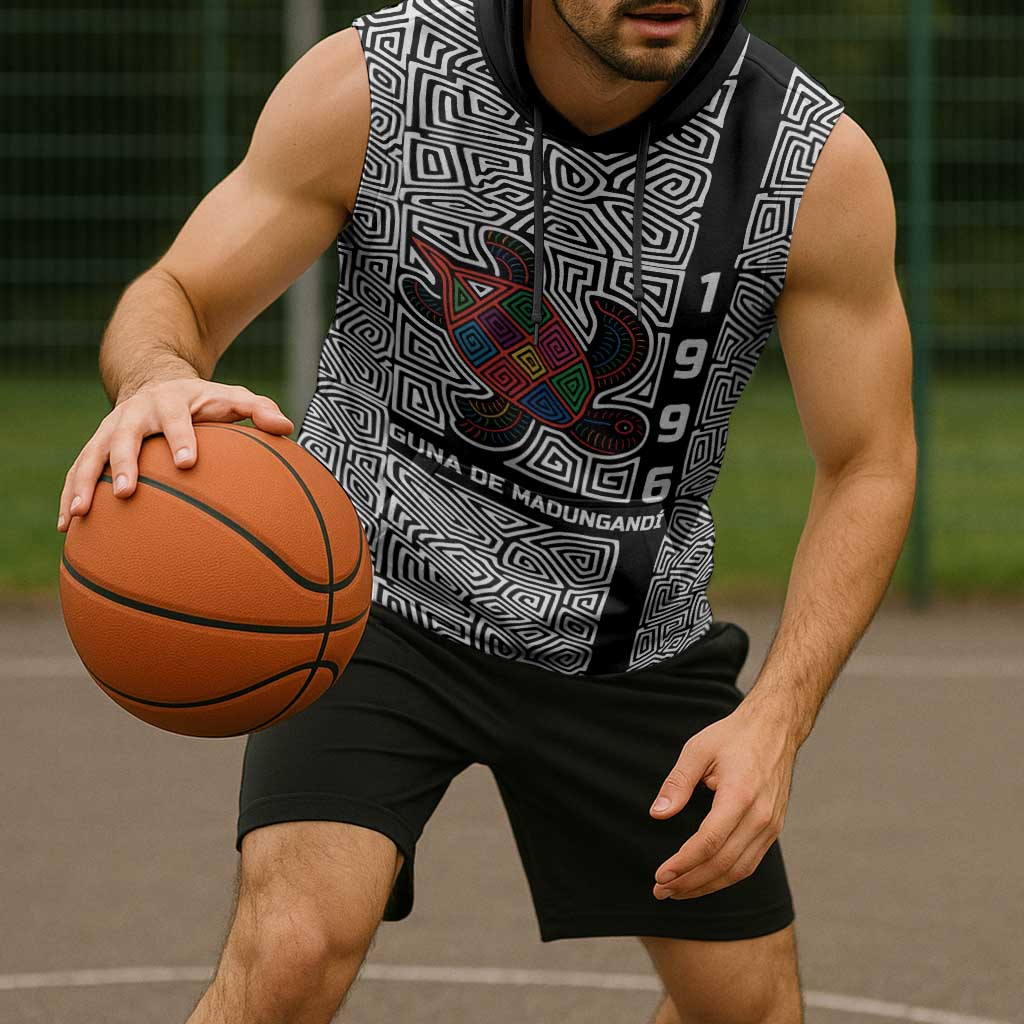 Indigenous Regions of Panama Guna de Madungandí Sleeveless Hoodie with Colorful Turtle and Black White Geometric Pattern - Wonder Print Shop