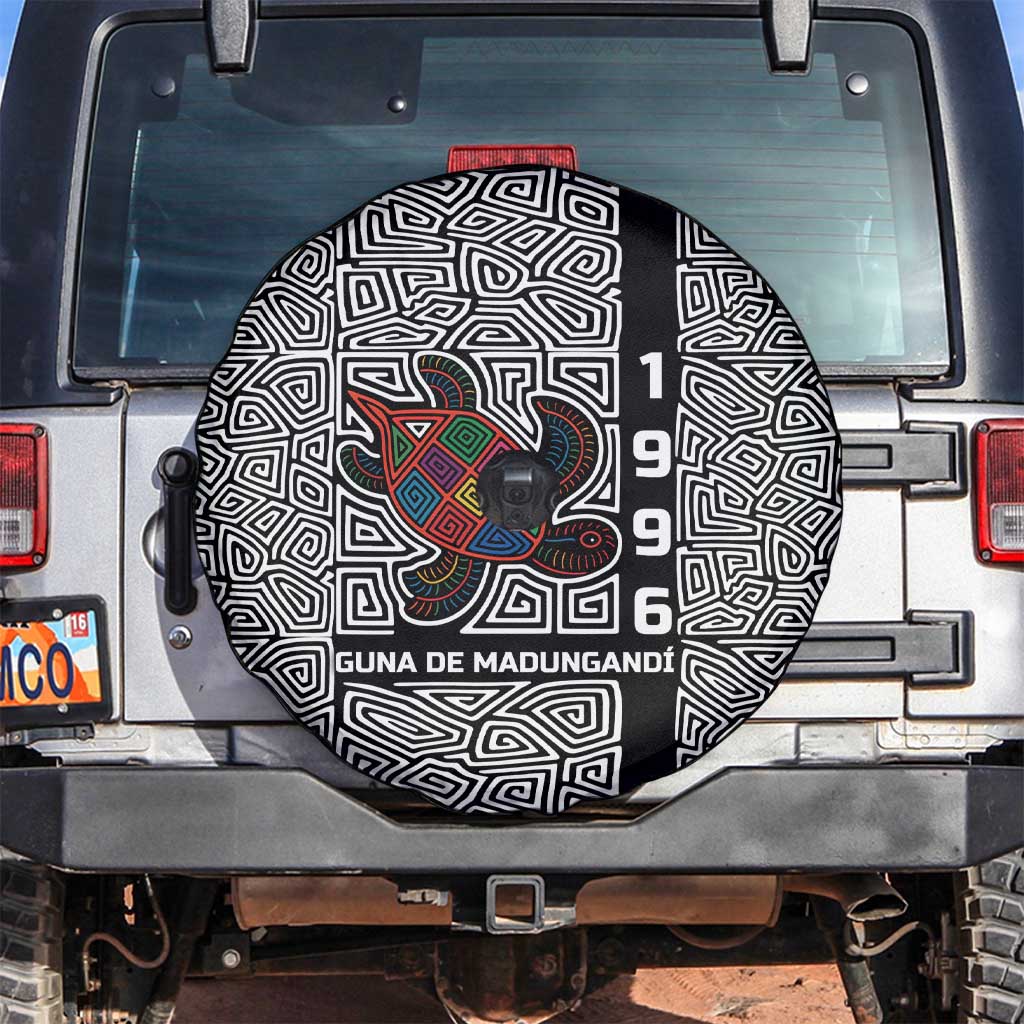 Indigenous Regions of Panama Guna de Madungandí Spare Tire Cover with Colorful Turtle and Black White Geometric Pattern - Wonder Print Shop