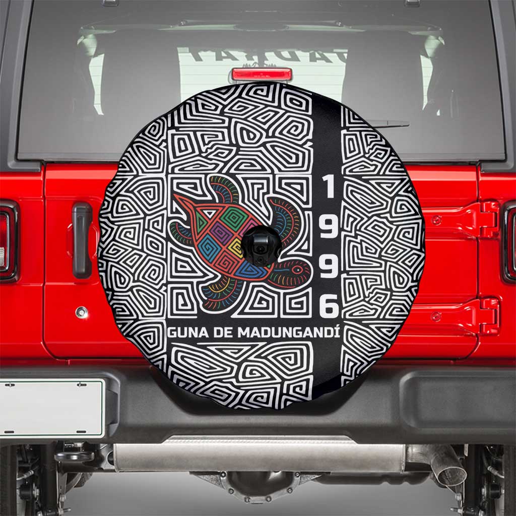 Indigenous Regions of Panama Guna de Madungandí Spare Tire Cover with Colorful Turtle and Black White Geometric Pattern - Wonder Print Shop