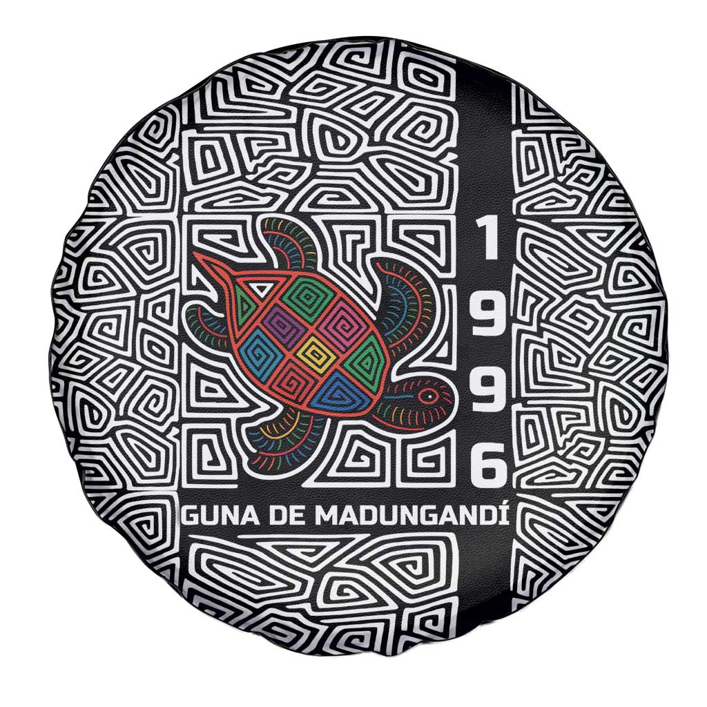 Indigenous Regions of Panama Guna de Madungandí Spare Tire Cover with Colorful Turtle and Black White Geometric Pattern - Wonder Print Shop