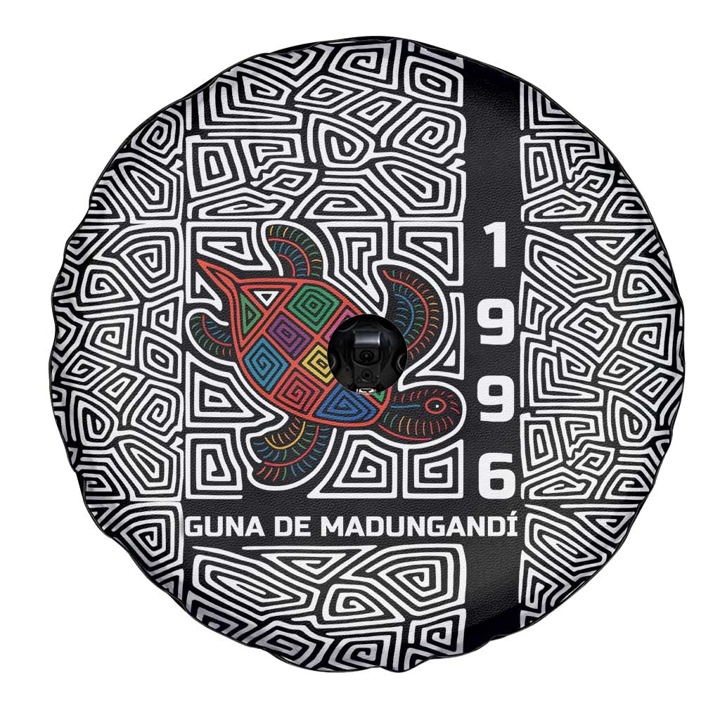 Indigenous Regions of Panama Guna de Madungandí Spare Tire Cover with Colorful Turtle and Black White Geometric Pattern - Wonder Print Shop