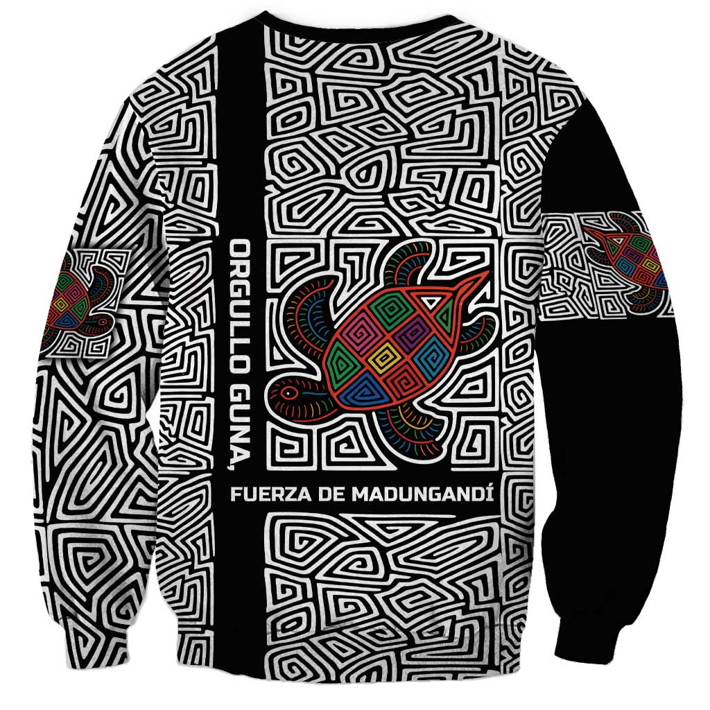 Indigenous Regions of Panama Guna de Madungandí Sweatshirt with Colorful Turtle and Black White Geometric Pattern - Wonder Print Shop