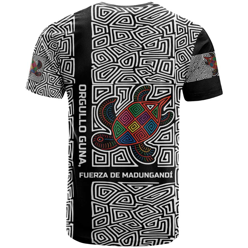 Indigenous Regions of Panama Guna de Madungandí T Shirt with Colorful Turtle and Black White Geometric Pattern - Wonder Print Shop