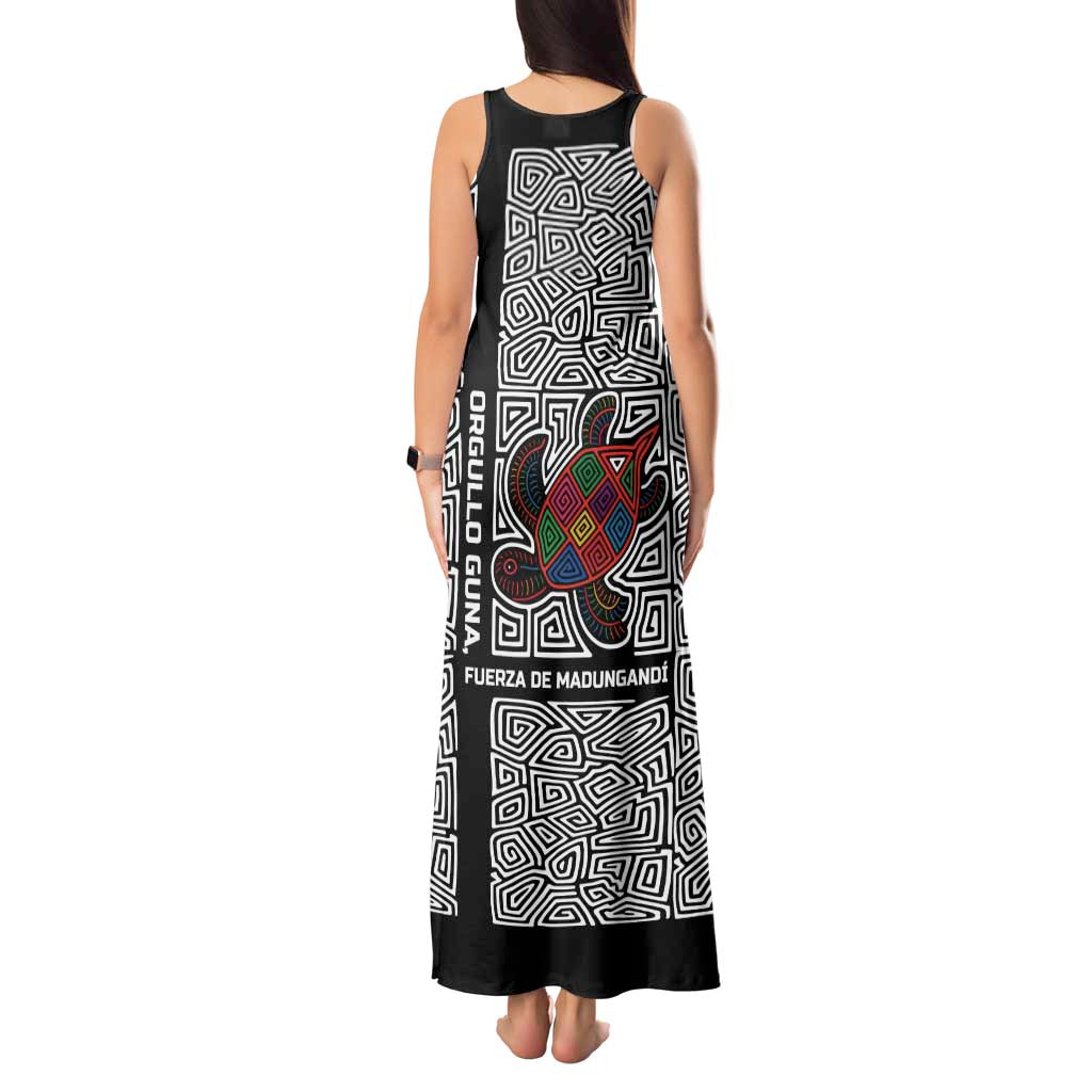 Indigenous Regions of Panama Guna de Madungandí Tank Maxi Dress with Colorful Turtle and Black White Geometric Pattern - Wonder Print Shop