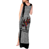 Indigenous Regions of Panama Guna de Madungandí Tank Maxi Dress with Colorful Turtle and Black White Geometric Pattern - Wonder Print Shop