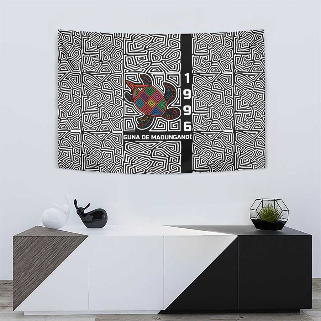 Indigenous Regions of Panama Guna de Madungandí Tapestry with Colorful Turtle and Black White Geometric Pattern - Wonder Print Shop