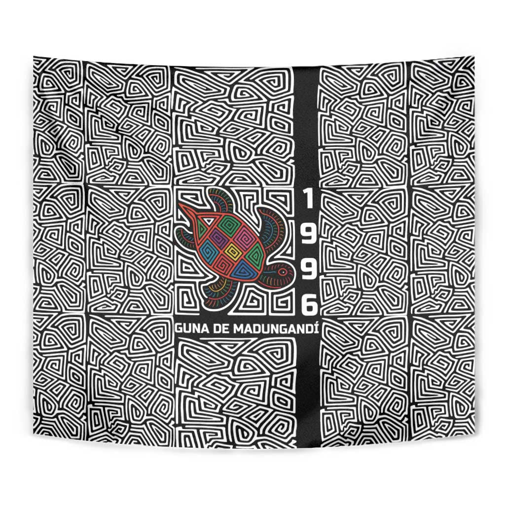 Indigenous Regions of Panama Guna de Madungandí Tapestry with Colorful Turtle and Black White Geometric Pattern - Wonder Print Shop