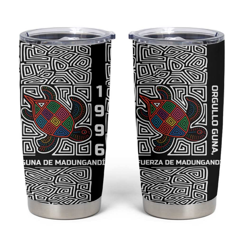 Indigenous Regions of Panama Guna de Madungandí Tumbler Cup with Colorful Turtle and Black White Geometric Pattern - Wonder Print Shop