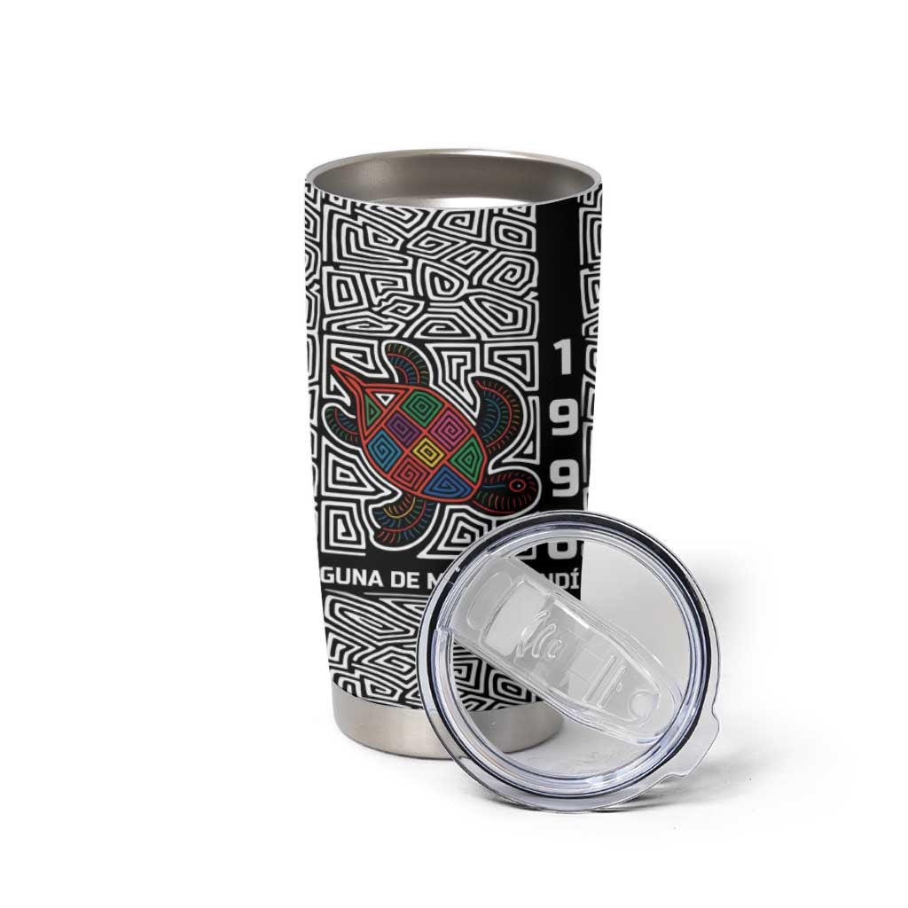 Indigenous Regions of Panama Guna de Madungandí Tumbler Cup with Colorful Turtle and Black White Geometric Pattern - Wonder Print Shop