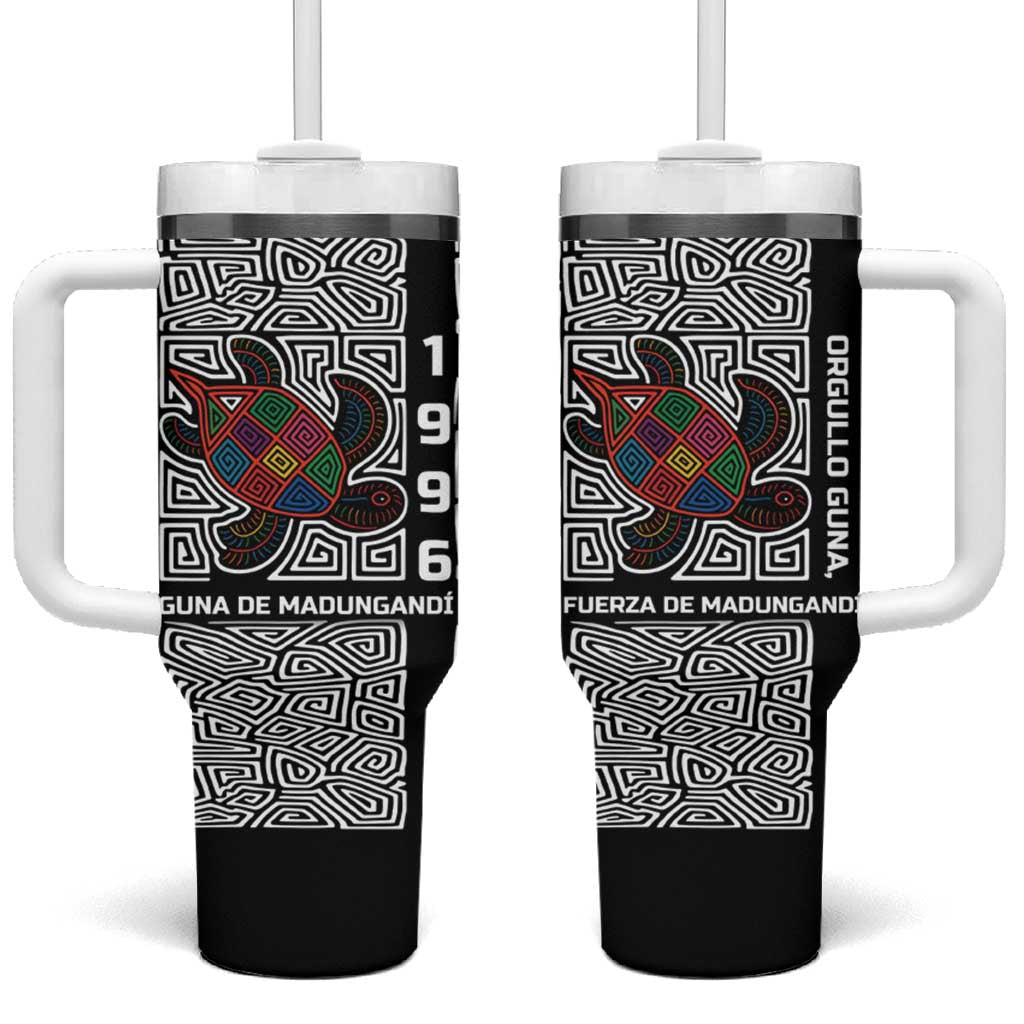 Indigenous Regions of Panama Guna de Madungandí Tumbler With Handle with Colorful Turtle and Black White Geometric Pattern - Wonder Print Shop
