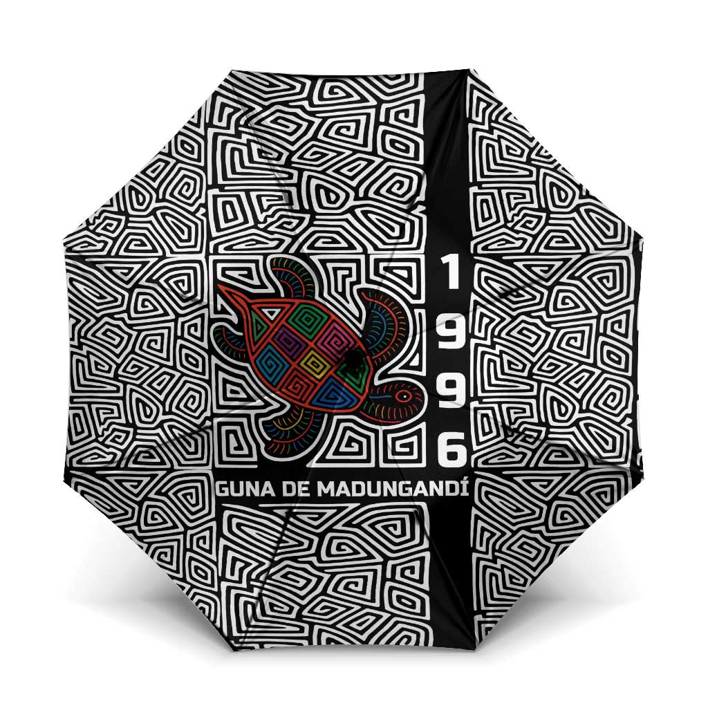 Indigenous Regions of Panama Guna de Madungandí Umbrella with Colorful Turtle and Black White Geometric Pattern - Wonder Print Shop