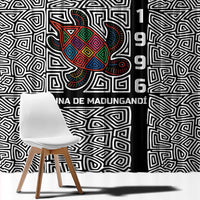 Indigenous Regions of Panama Guna de Madungandí Window Curtain with Colorful Turtle and Black White Geometric Pattern - Wonder Print Shop