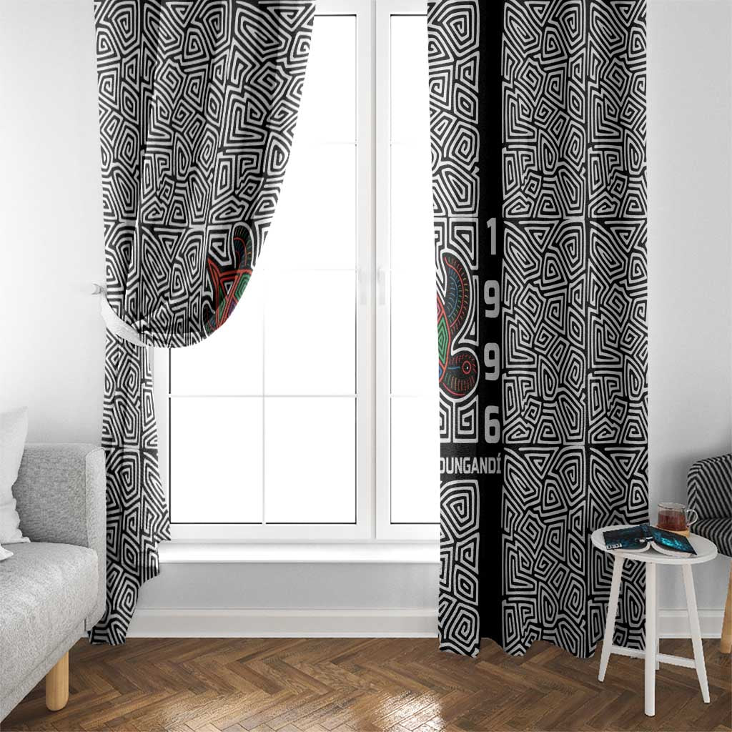 Indigenous Regions of Panama Guna de Madungandí Window Curtain with Colorful Turtle and Black White Geometric Pattern - Wonder Print Shop