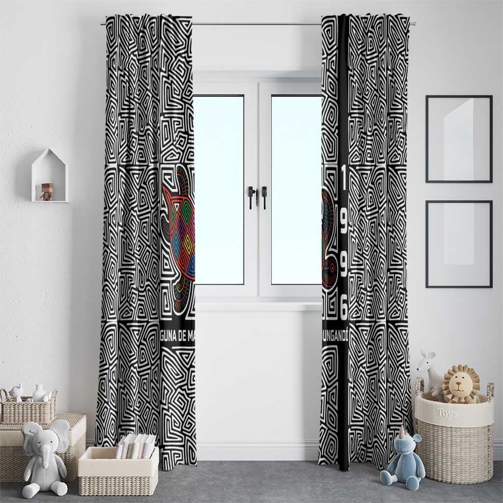 Indigenous Regions of Panama Guna de Madungandí Window Curtain with Colorful Turtle and Black White Geometric Pattern - Wonder Print Shop