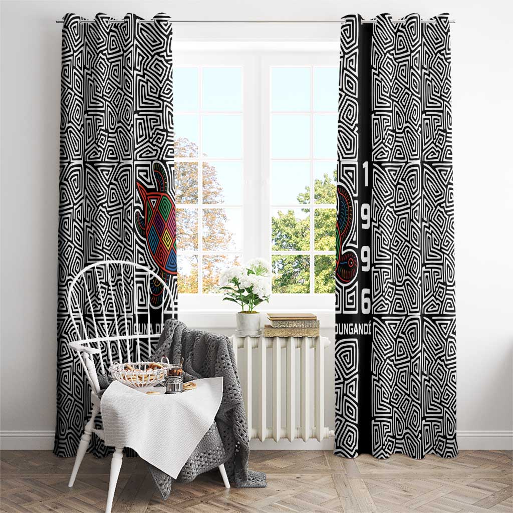Indigenous Regions of Panama Guna de Madungandí Window Curtain with Colorful Turtle and Black White Geometric Pattern - Wonder Print Shop