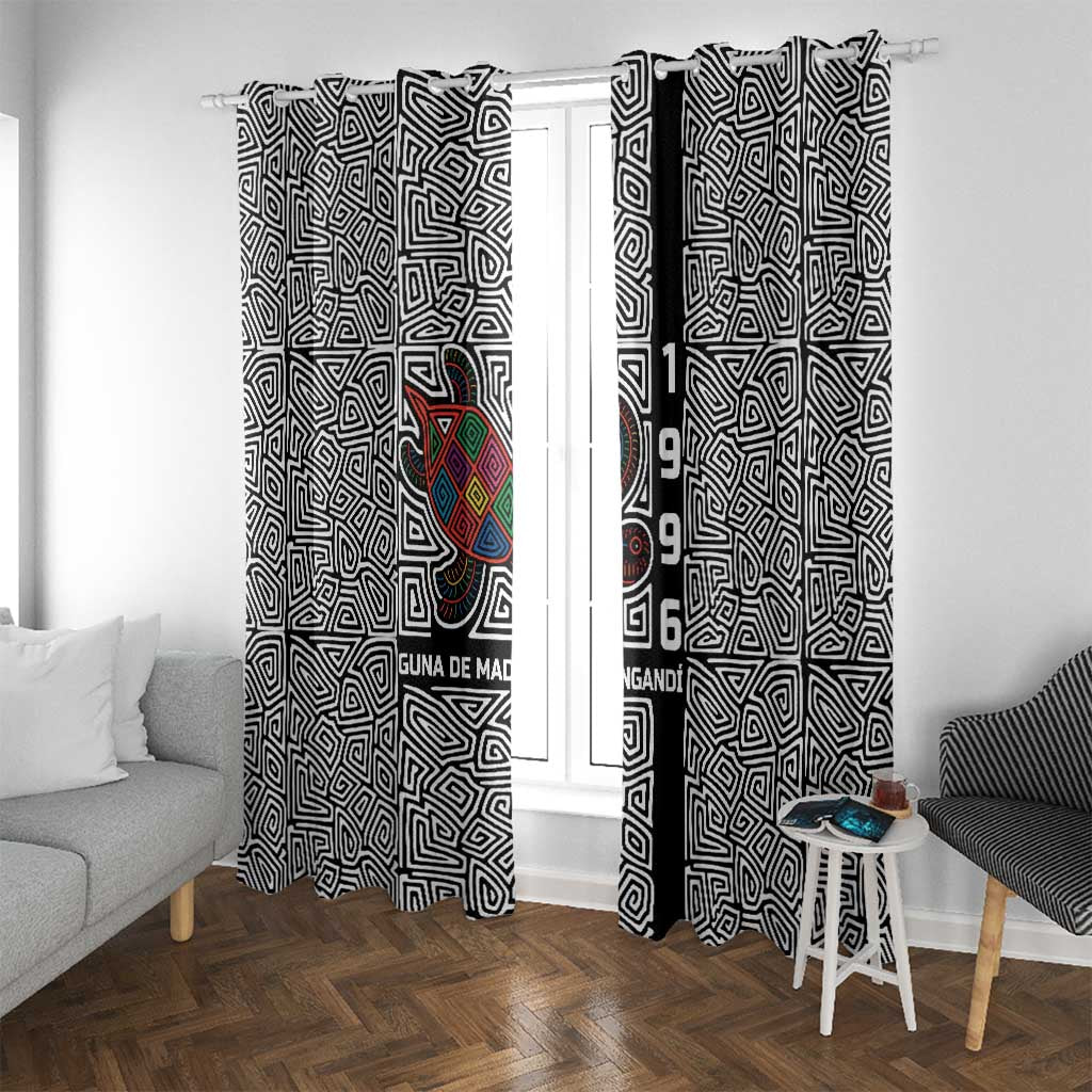 Indigenous Regions of Panama Guna de Madungandí Window Curtain with Colorful Turtle and Black White Geometric Pattern - Wonder Print Shop