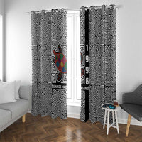 Indigenous Regions of Panama Guna de Madungandí Window Curtain with Colorful Turtle and Black White Geometric Pattern - Wonder Print Shop