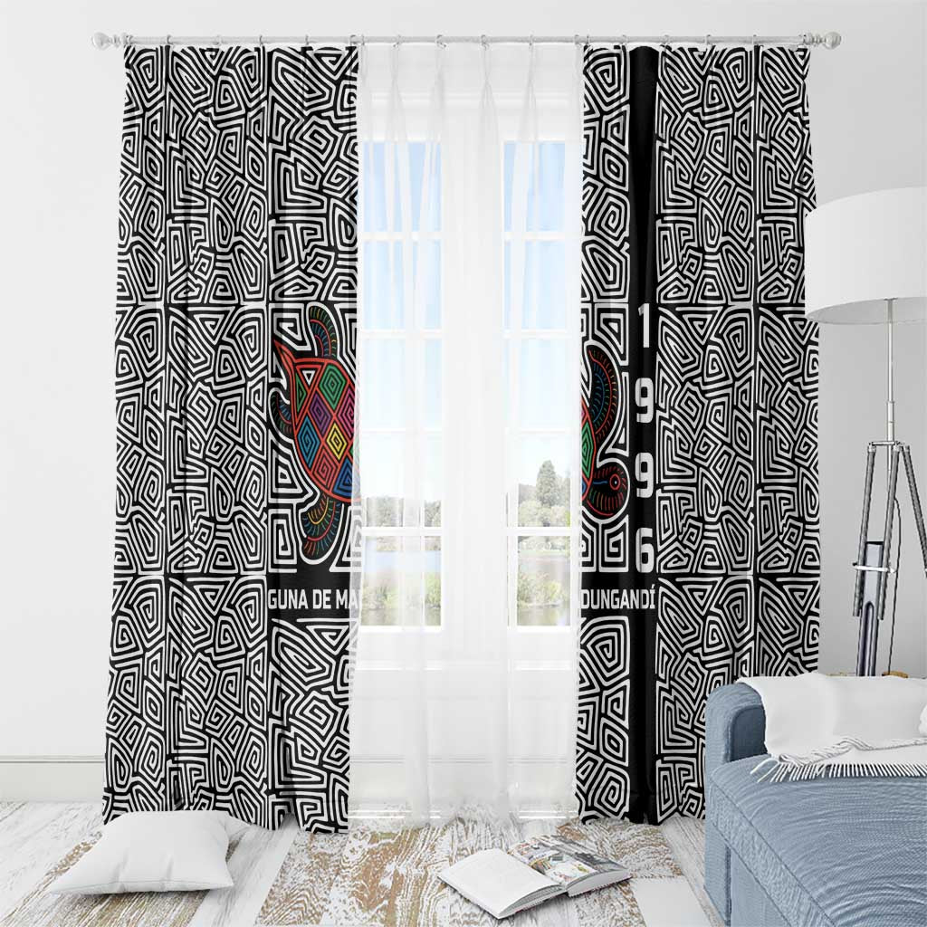 Indigenous Regions of Panama Guna de Madungandí Window Curtain with Colorful Turtle and Black White Geometric Pattern - Wonder Print Shop