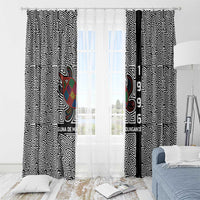 Indigenous Regions of Panama Guna de Madungandí Window Curtain with Colorful Turtle and Black White Geometric Pattern - Wonder Print Shop