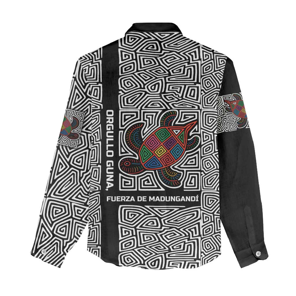 Indigenous Regions of Panama Guna de Madungandí Women Casual Shirt with Colorful Turtle and Black White Geometric Pattern - Wonder Print Shop