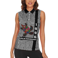Indigenous Regions of Panama Guna de Madungandí Women Sleeveless Polo Shirt with Colorful Turtle and Black White Geometric Pattern - Wonder Print Shop