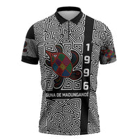 Indigenous Regions of Panama Guna de Madungandí Zipper Polo Shirt with Colorful Turtle and Black White Geometric Pattern - Wonder Print Shop