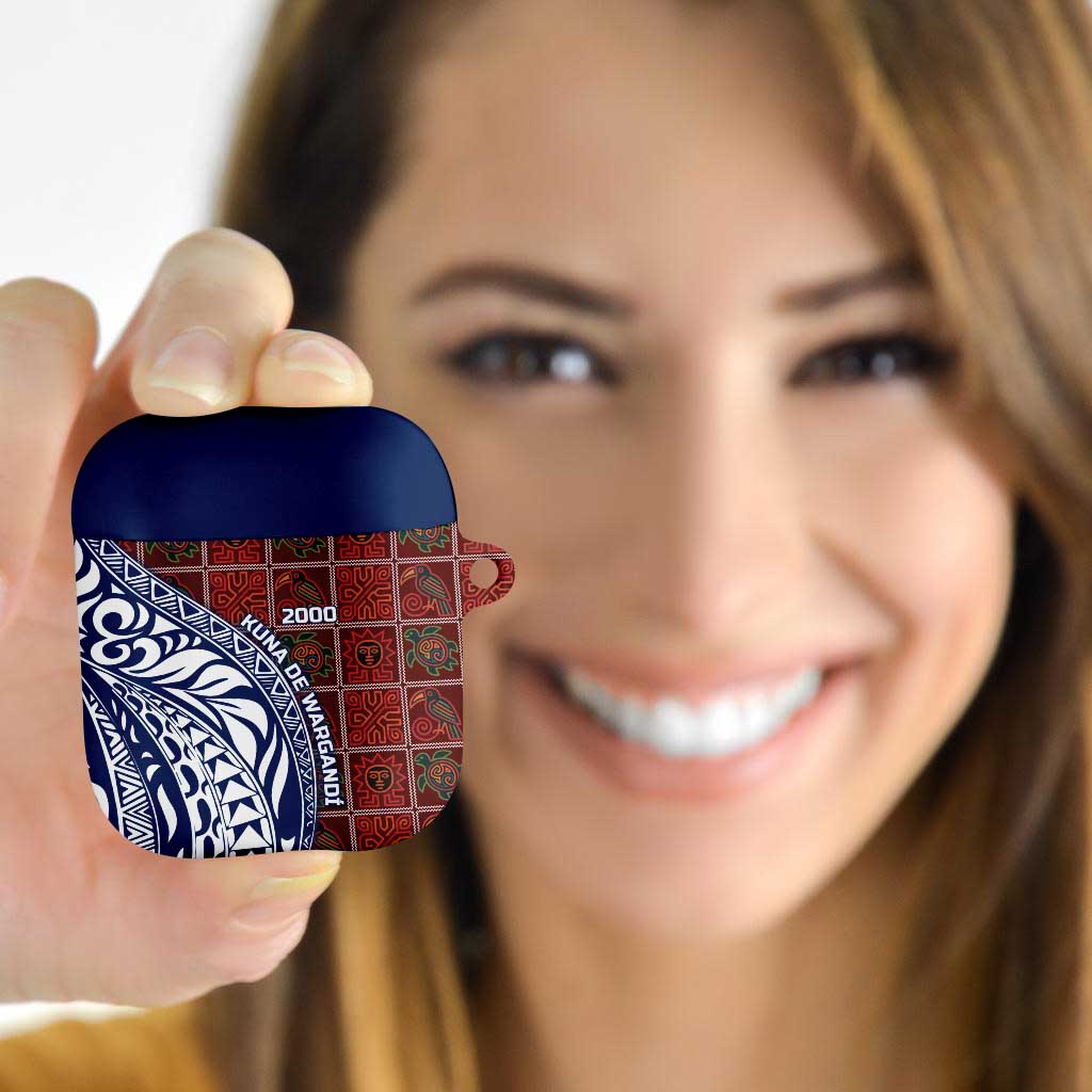 Indigenous Regions of Panama Guna de Wargandí AirPods Case with Tribal Pattern and Blue White Nature and People - Wonder Print Shop