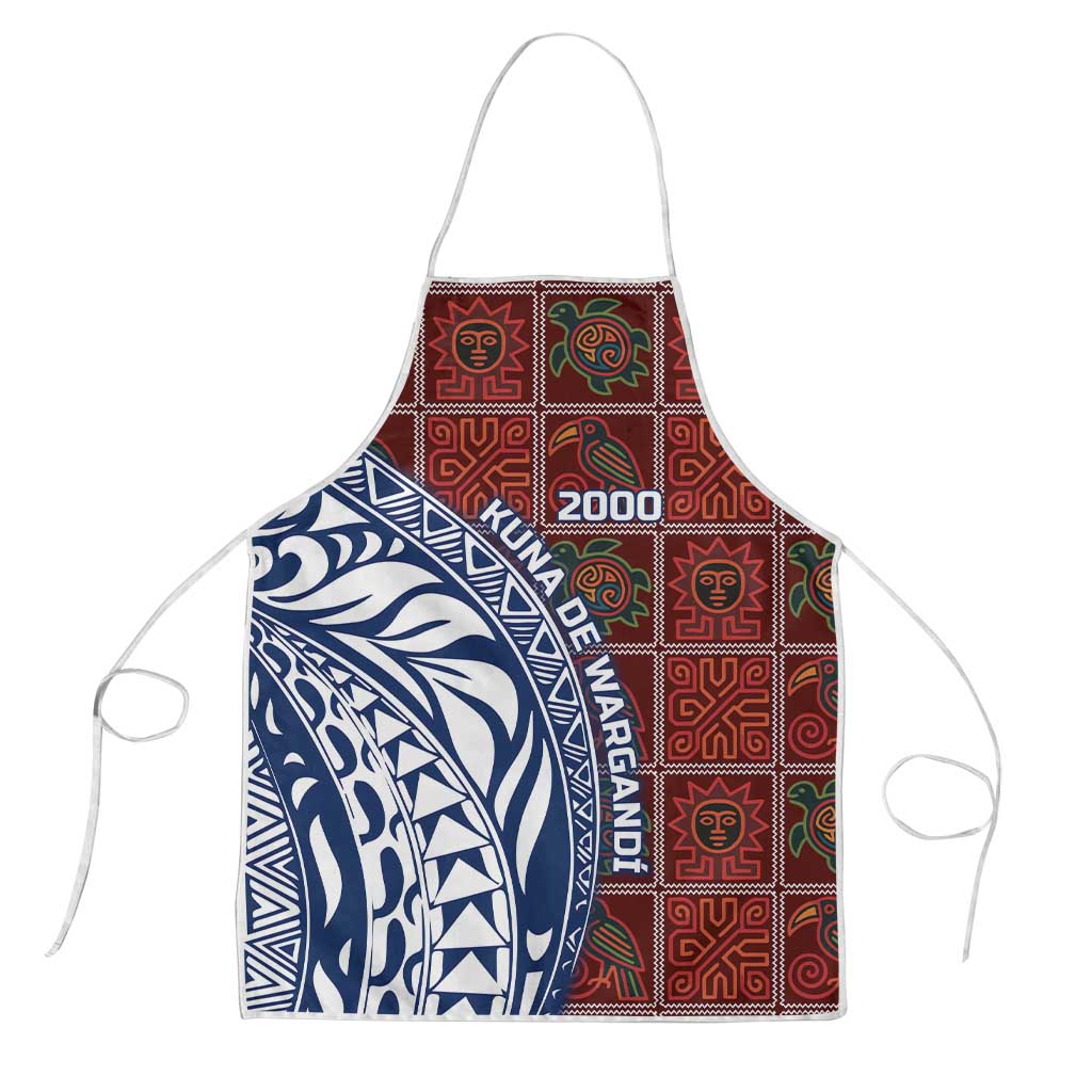 Indigenous Regions of Panama Guna de Wargandí Apron with Tribal Pattern and Blue White Nature and People - Wonder Print Shop