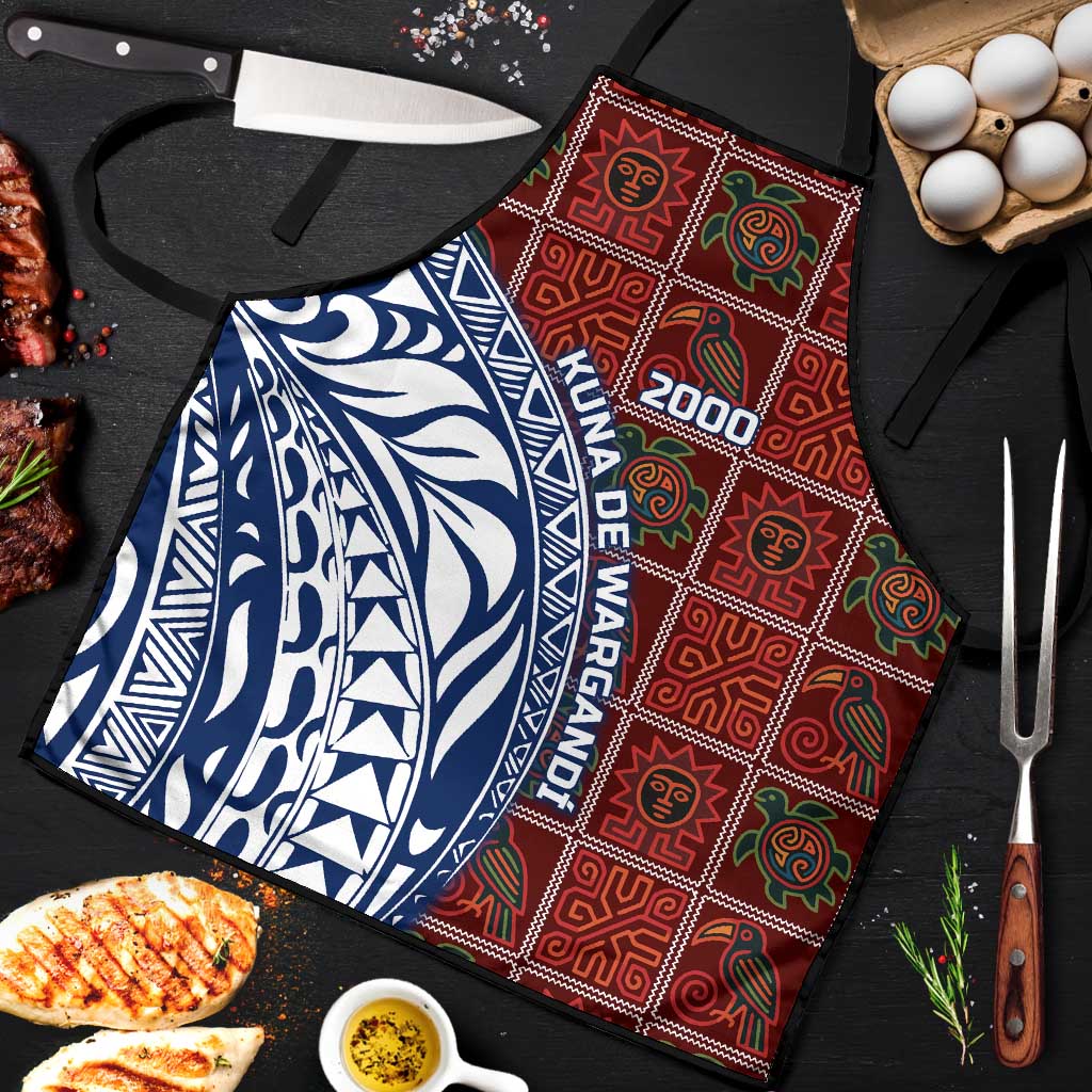 Indigenous Regions of Panama Guna de Wargandí Apron with Tribal Pattern and Blue White Nature and People - Wonder Print Shop