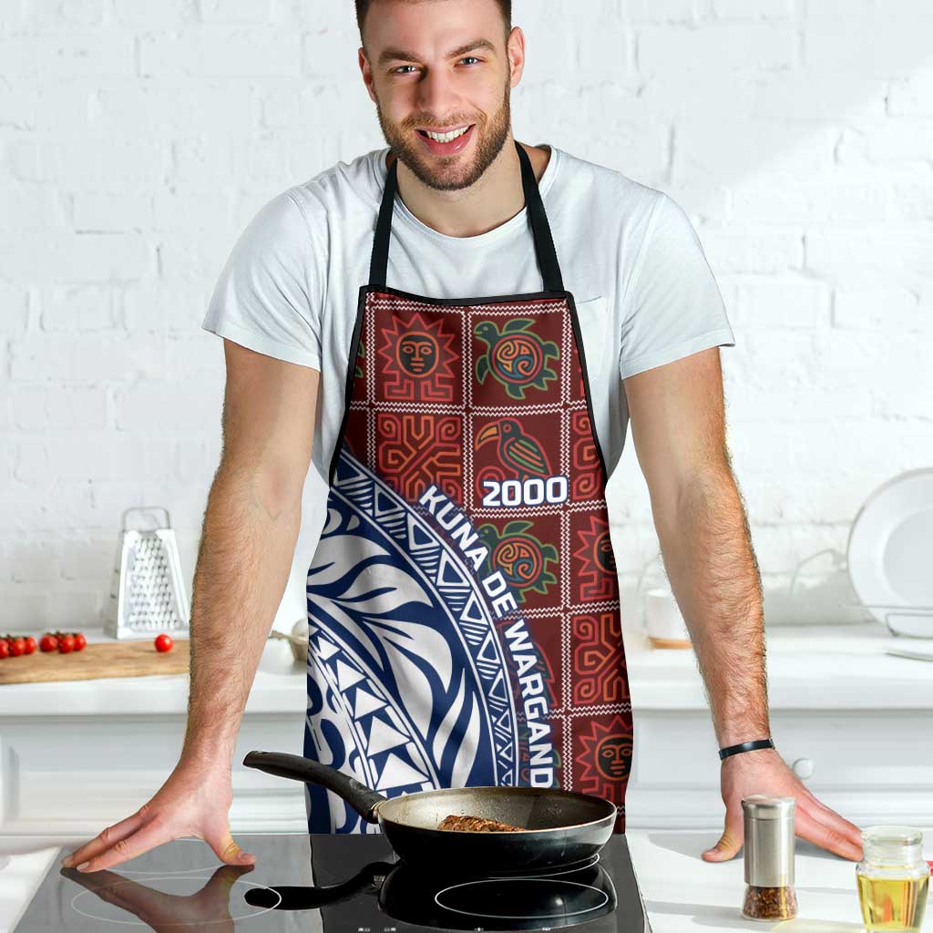 Indigenous Regions of Panama Guna de Wargandí Apron with Tribal Pattern and Blue White Nature and People - Wonder Print Shop